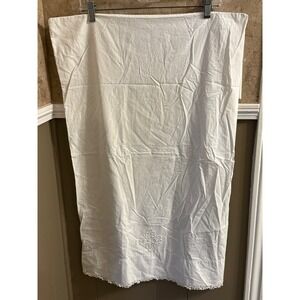 Vintage White Cotton Pillowcase Crochet Lace Trim Embroidered Accent‎ Standard